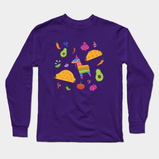 Taco Fiesta in Purple Long Sleeve T-Shirt